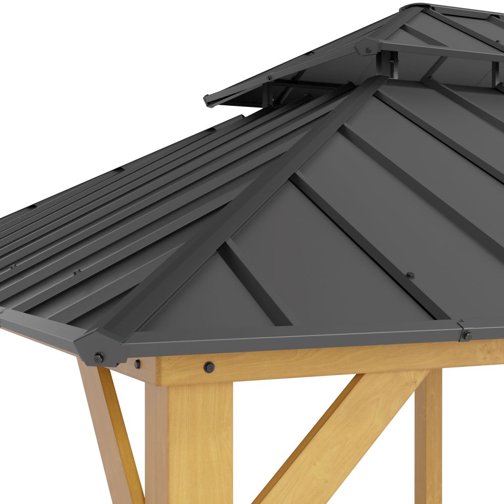 SUNJOY 12x20 Patio Wooden Gazebo with Ceiling Hooks