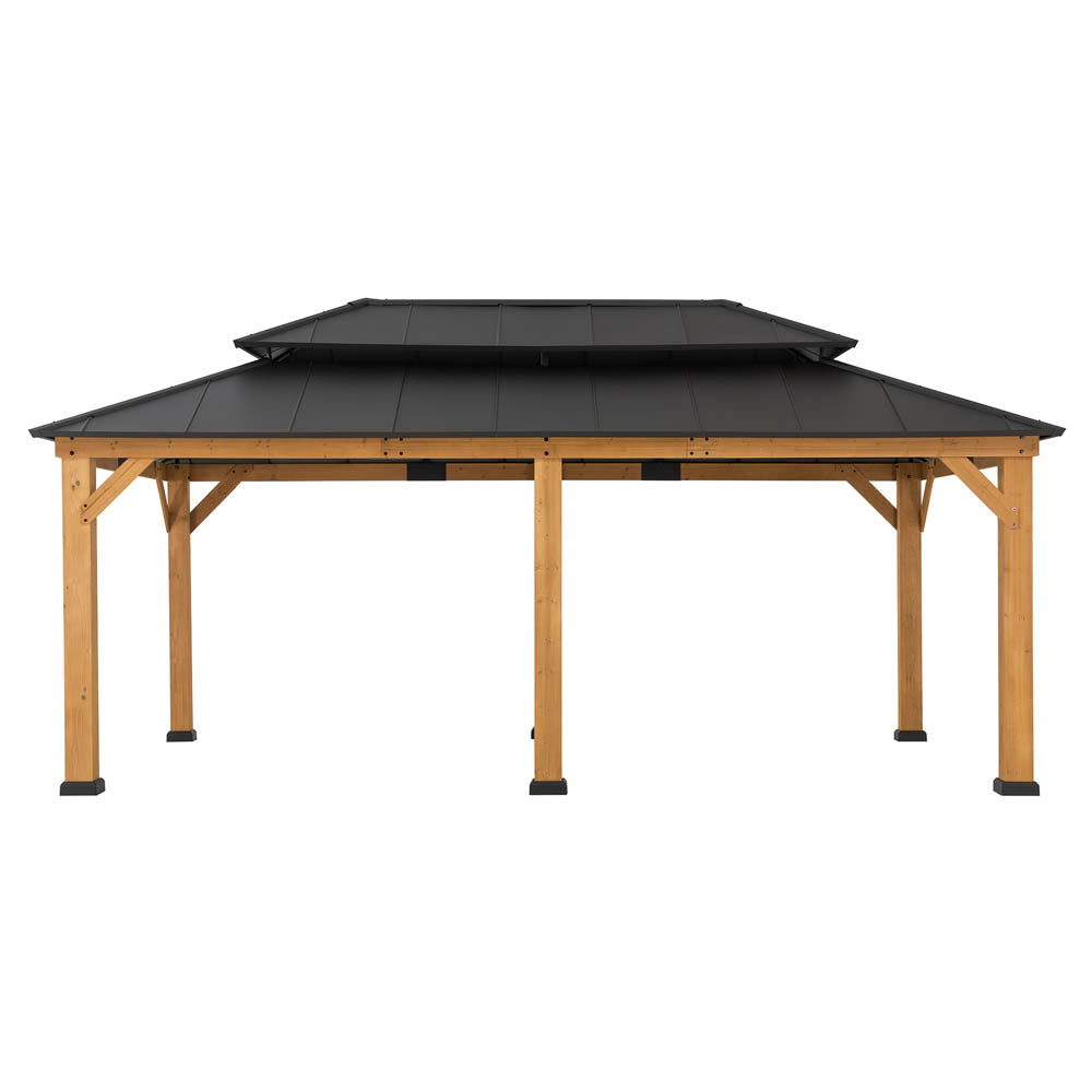 SUNJOY 12x20 Aluminum Hardtop Gazebo with Dual Rails and Ceiling Hook.
