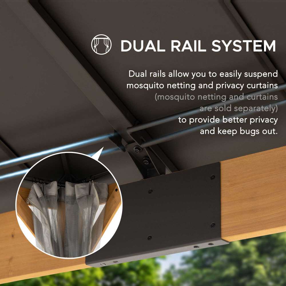 SUNJOY 12x20 Aluminum Hardtop Gazebo with Dual Rails and Ceiling Hook.