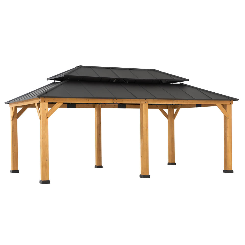 SUNJOY 12x20 Aluminum Hardtop Gazebo with Dual Rails and Ceiling Hook.