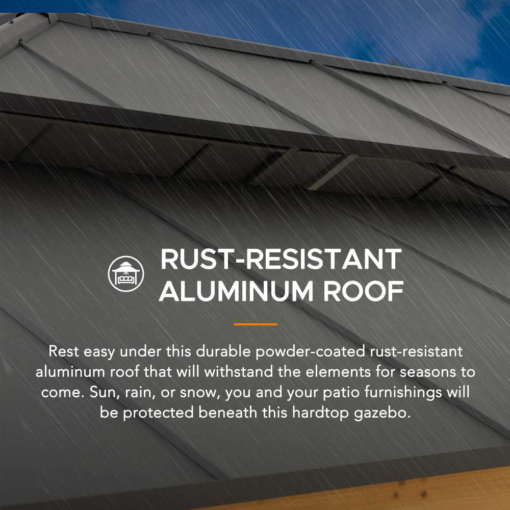 SUNJOY 12x20 Aluminum Hardtop Gazebo with Dual Rails and Ceiling Hook.