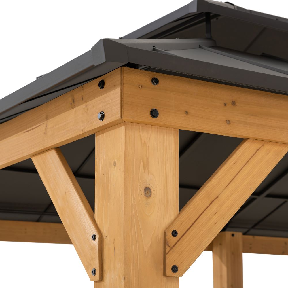 SUNJOY 12x20 Aluminum Hardtop Gazebo with Dual Rails and Ceiling Hook