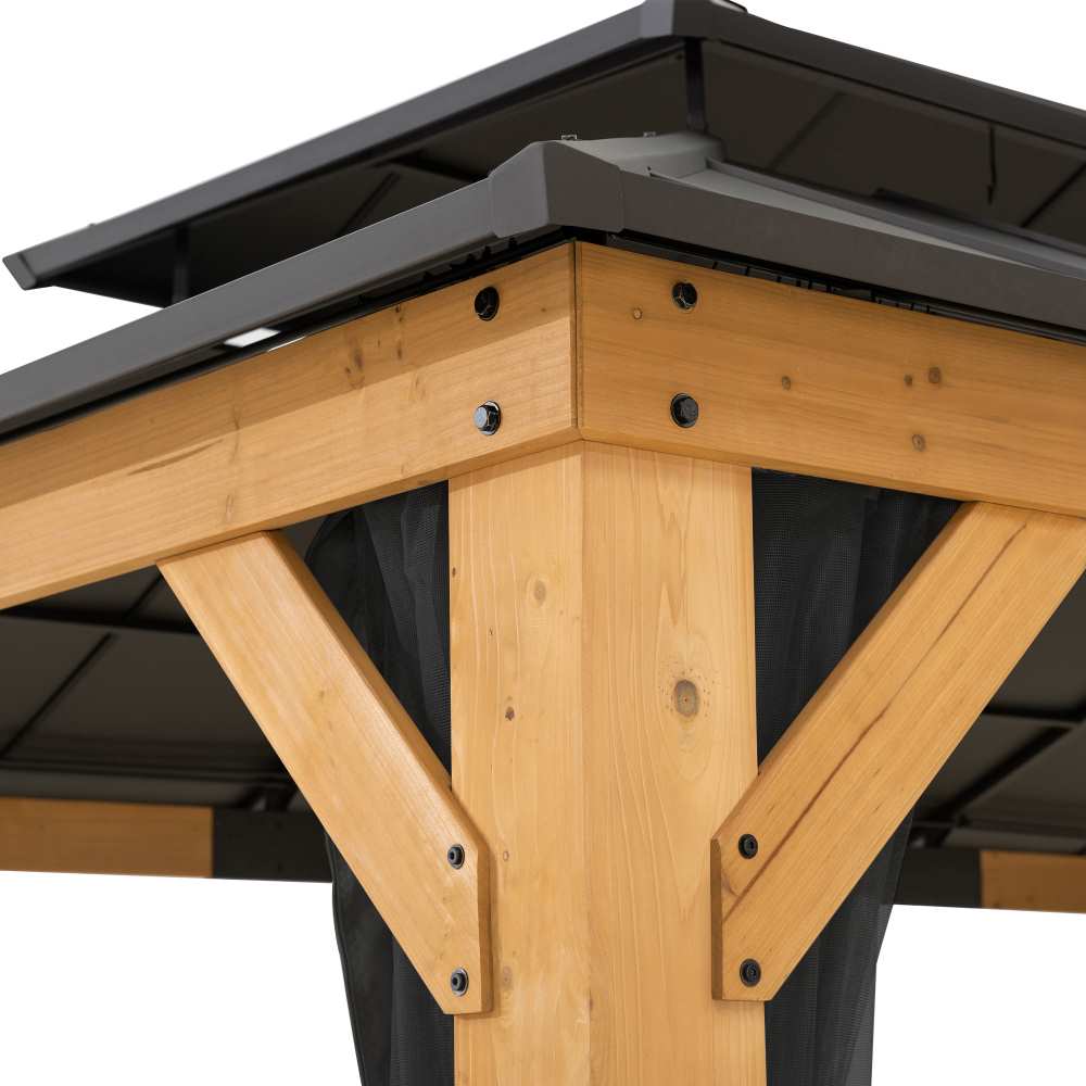 SUNJOY 12x20 Aluminum Hardtop Gazebo with Dual Rails and Ceiling Hook