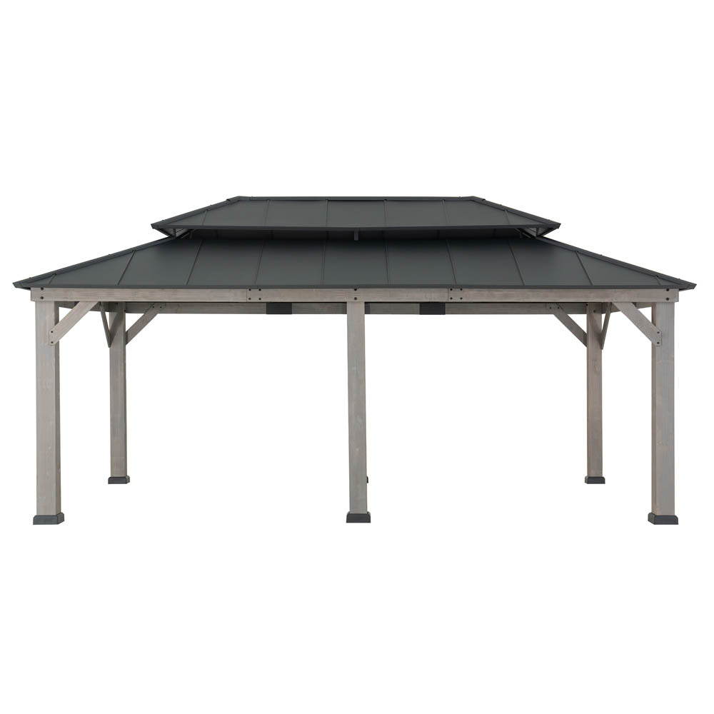 SUNJOY 12x20 Aluminum Hardtop Gazebo with Dual Rails and Ceiling Hook.