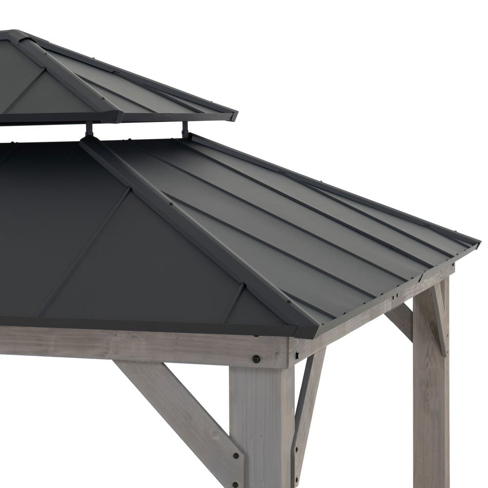 SUNJOY 12x20 Aluminum Hardtop Gazebo with Dual Rails and Ceiling Hook