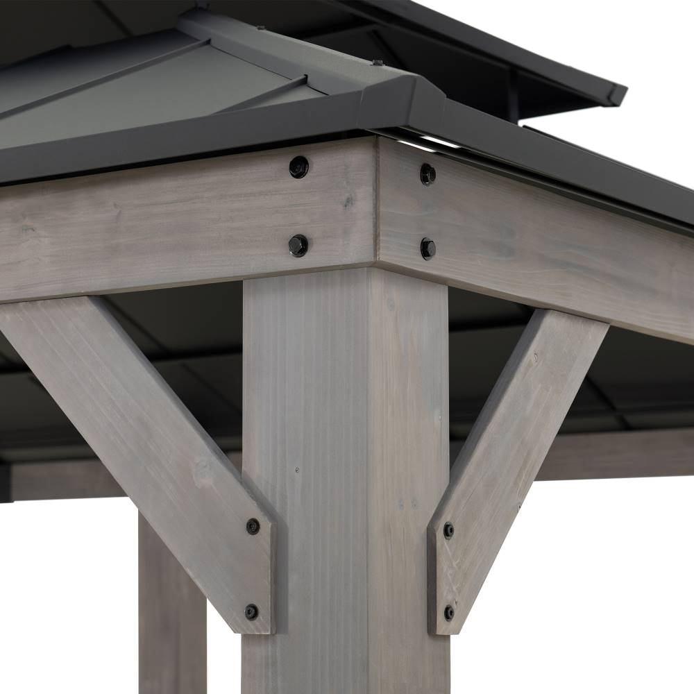 SUNJOY 12x20 Aluminum Hardtop Gazebo with Dual Rails and Ceiling Hook - Grey