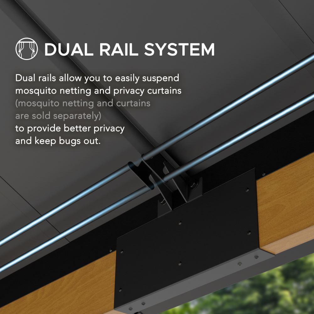 SUNJOY 12x16 Wooden Gazebo with 2-tier Metal Roof and Ceiling Hook.