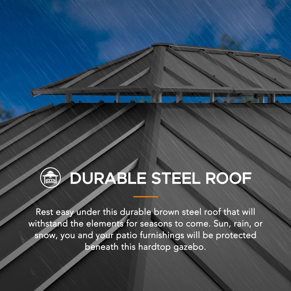 SUNJOY 12x16 Wooden Gazebo with 2-tier Metal Roof and Ceiling Hook.