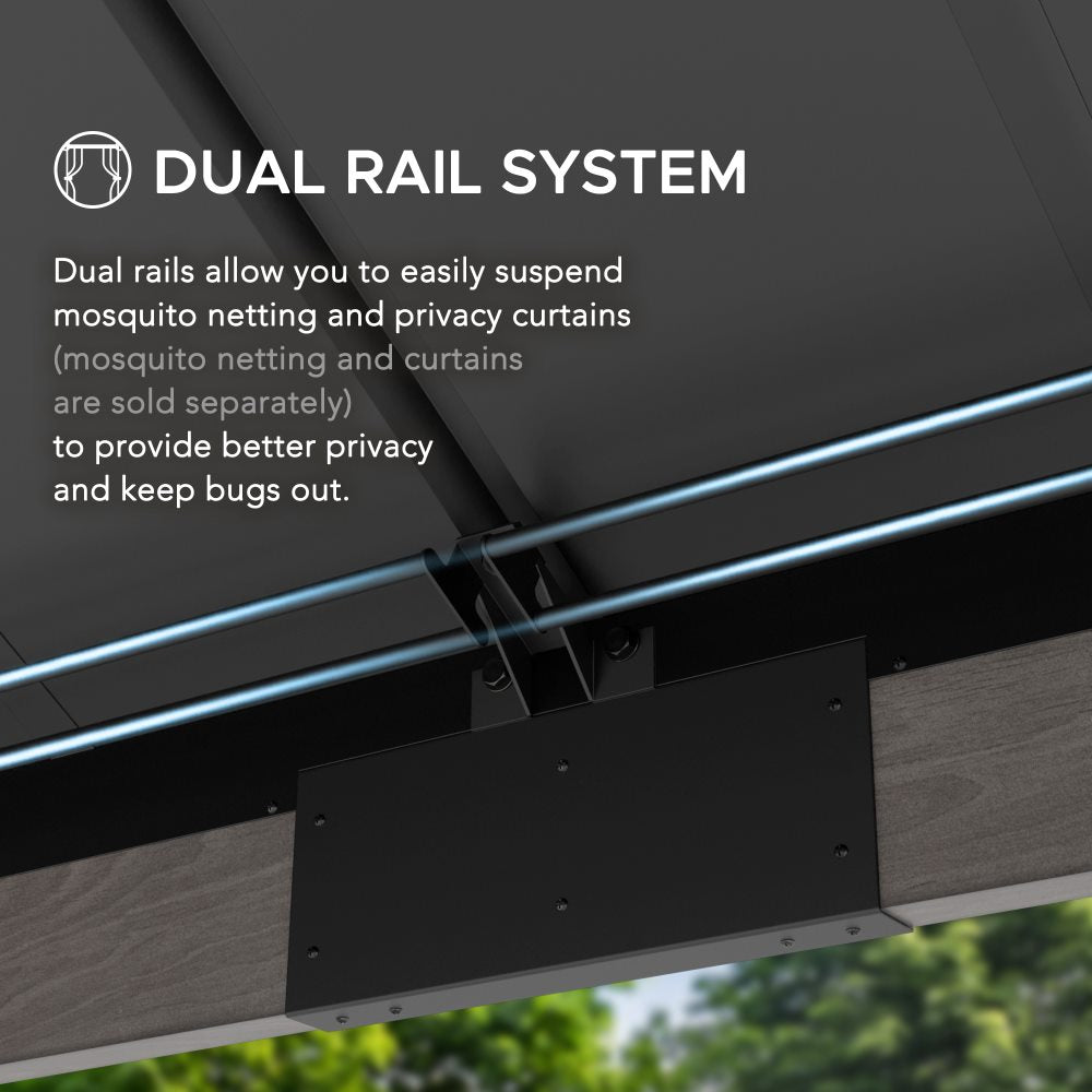 SUNJOY 12x16 Wooden Gazebo with 2-tier Metal Roof and Ceiling Hook.