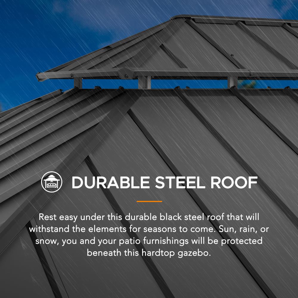 SUNJOY 12x16 Wooden Gazebo with 2-tier Metal Roof and Ceiling Hook.