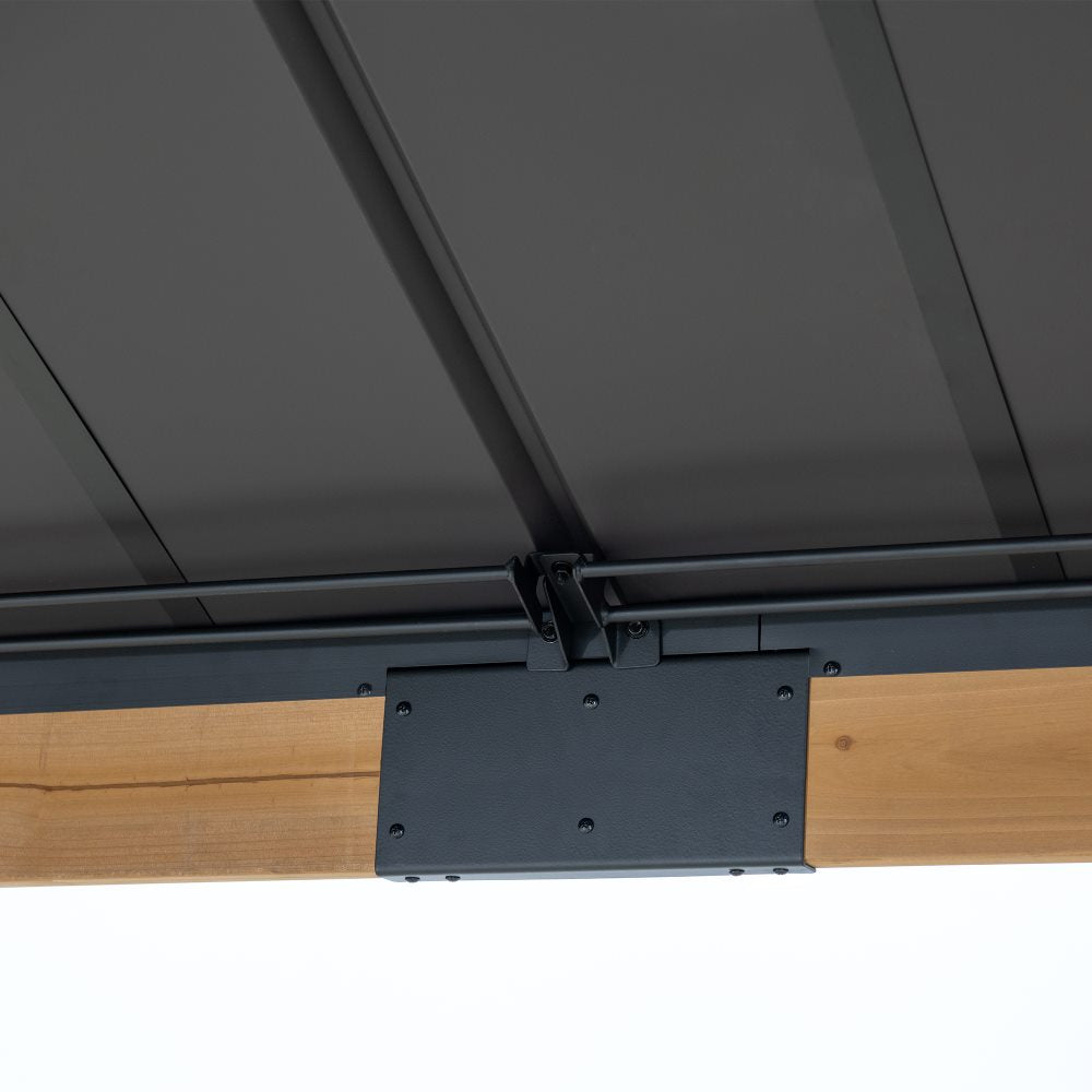 SUNJOY 12x20 Cedar Hardtop Gazebo with 2 Ceiling Hooks