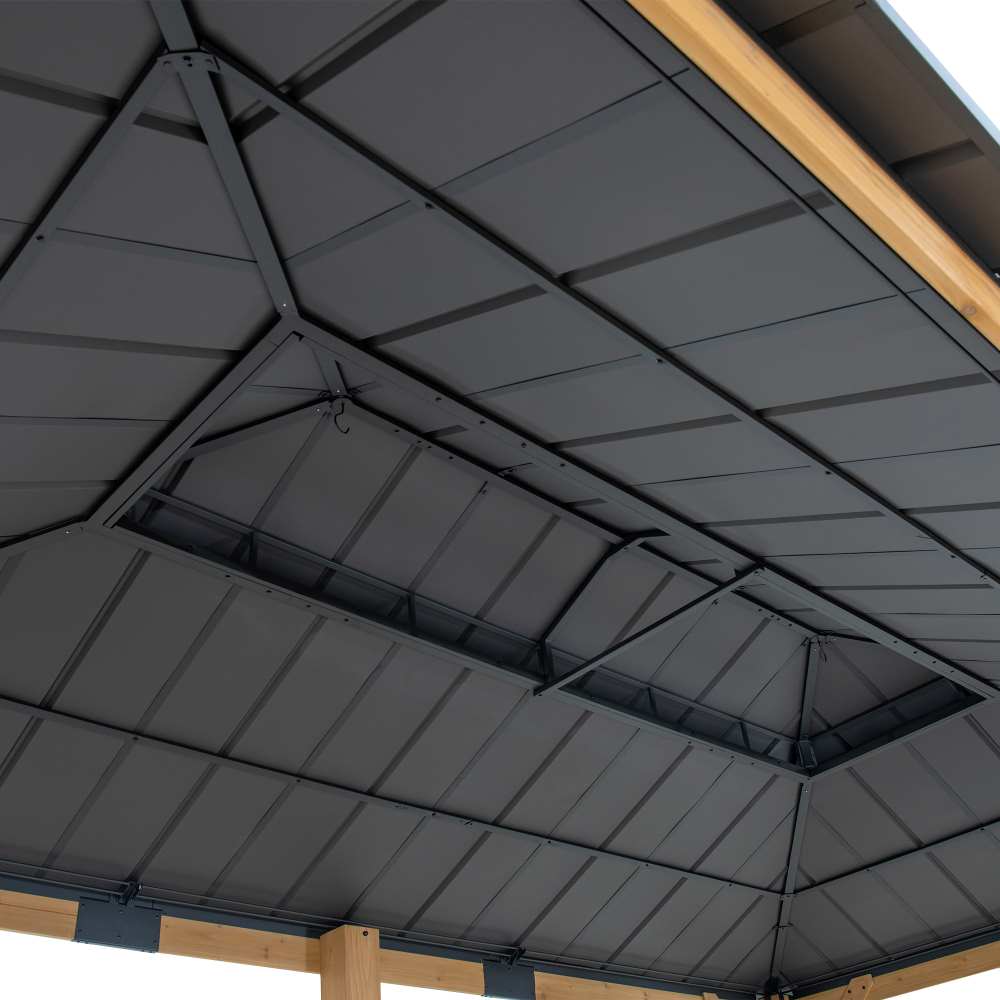 SUNJOY 12x20 Cedar Hardtop Gazebo with 2 Ceiling Hooks
