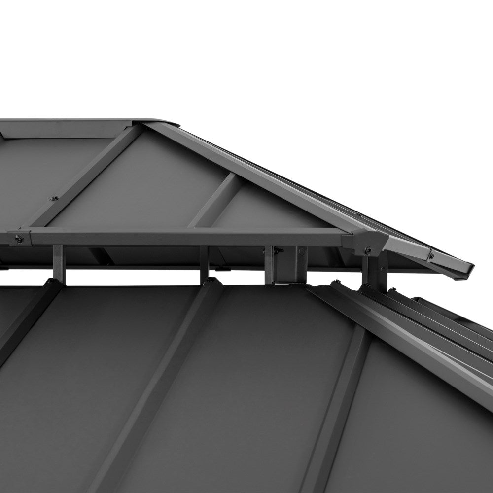 SUNJOY 12x20 Cedar Hardtop Gazebo with 2 Ceiling Hooks - Grey