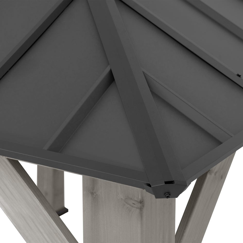 SUNJOY 12x20 Cedar Hardtop Gazebo with 2 Ceiling Hooks - Grey