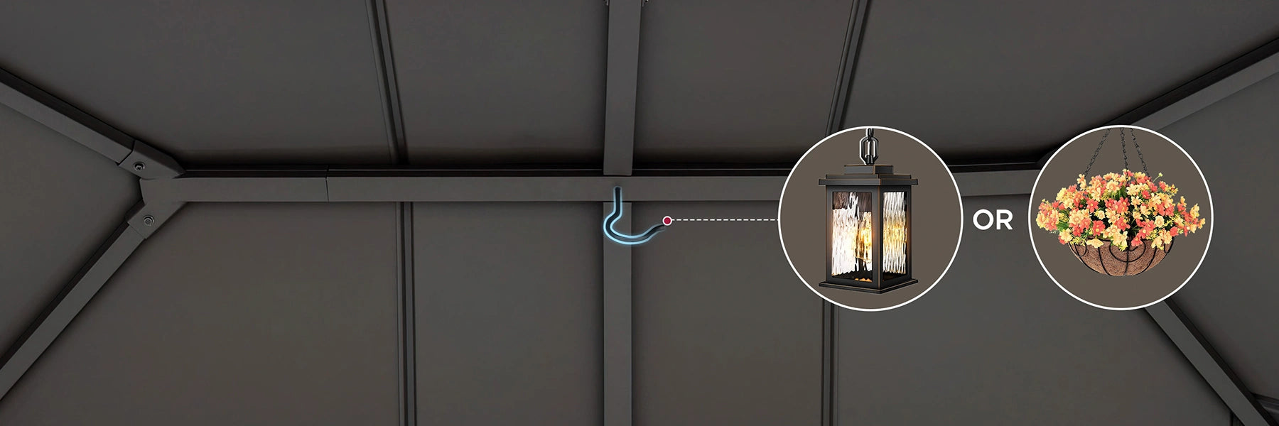 SUNJOY 12x16 Cedar Frame Gazebo with Steel Roof, Netting and Ceiling Hook - Weathered Cedar