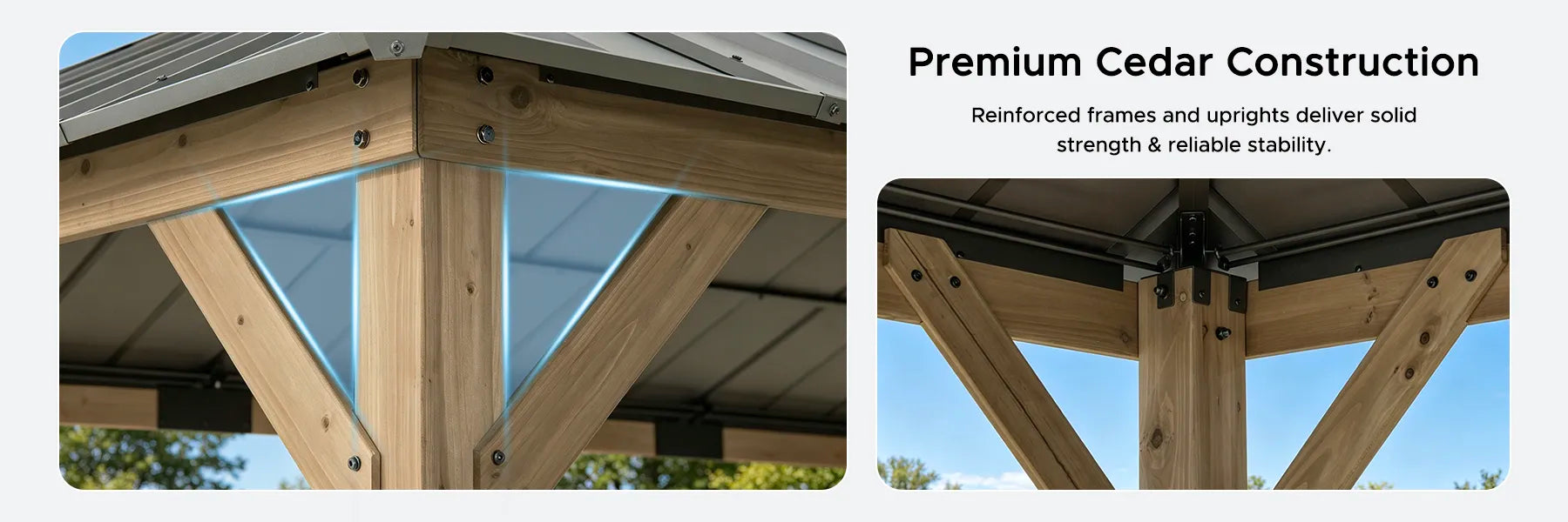 SUNJOY 12x20 Patio Wooden Gazebo with Ceiling Hooks - Weathered Cedar