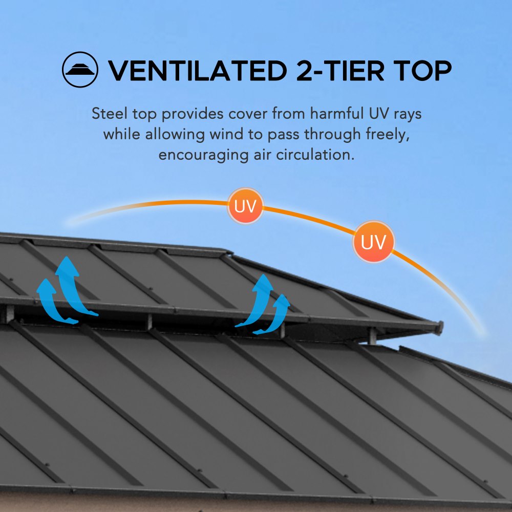 SUNJOY 12x20 Patio Wooden Gazebo with Ceiling Hooks