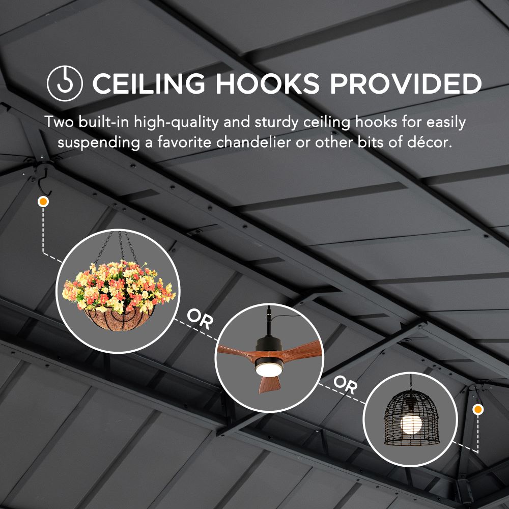 SUNJOY 12x20 Patio Wooden Gazebo with Ceiling Hooks