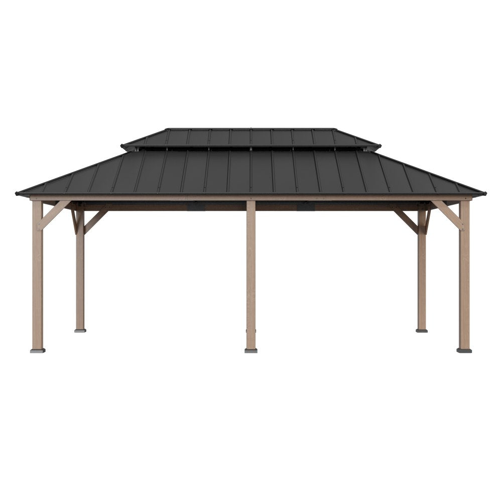 SUNJOY 12x20 Patio Wooden Gazebo with Ceiling Hooks
