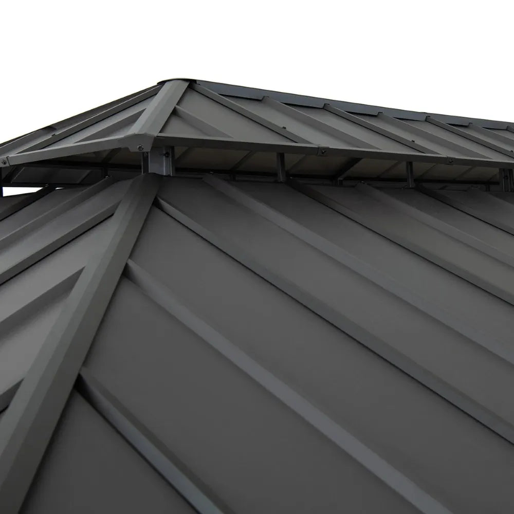 SUNJOY 12x20 Patio Wooden Gazebo with Ceiling Hooks - Weathered Cedar