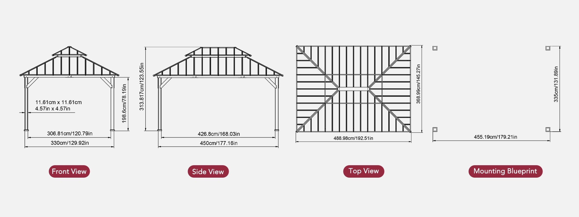 SUNJOY 12x16 Patio Cedar Wood Gazebo with Galvanized Steel Roof & Mosquito Netting