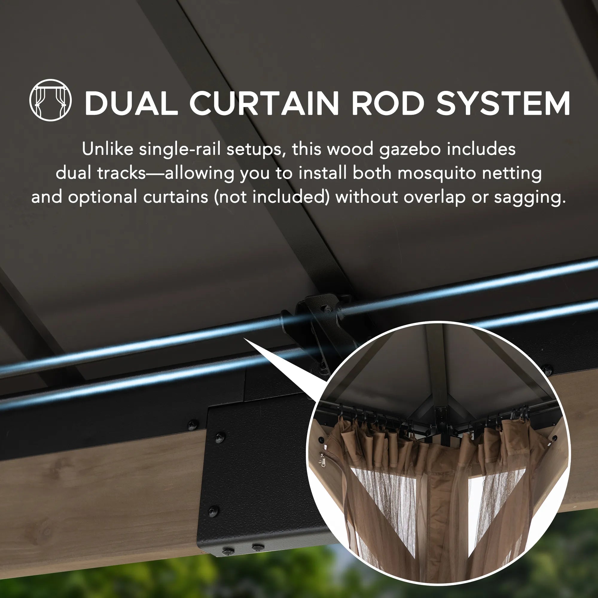 SUNJOY 12x16 Patio Cedar Wood Gazebo with Galvanized Steel Roof & Mosquito Netting