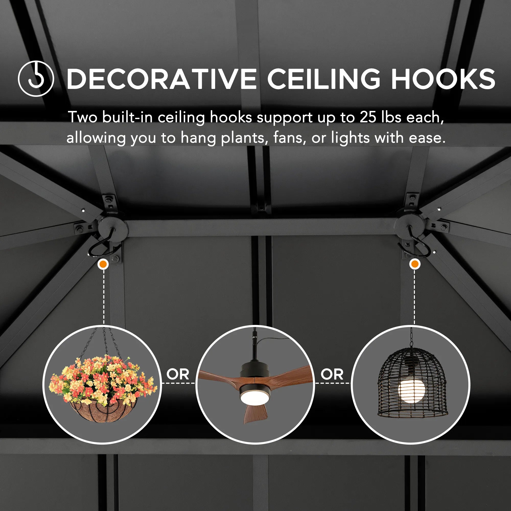 SUNJOY 10x12 Cedar Wood Gazebo with Galvanized Steel Roof, LED String Lights & Mosquito Netting - Black