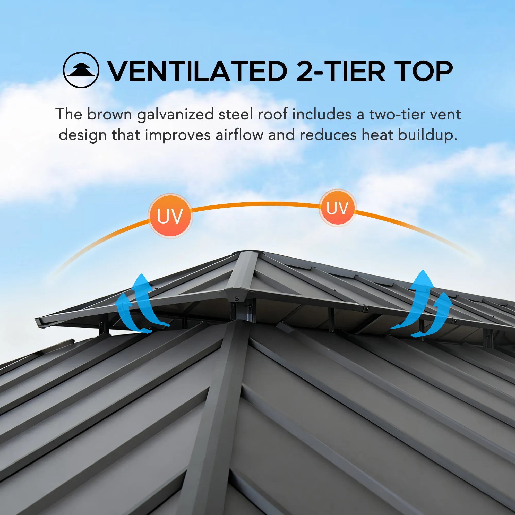 SUNJOY 12x20 Cedar Frame Gazebo with Galvanized Steel Roof and Curtains