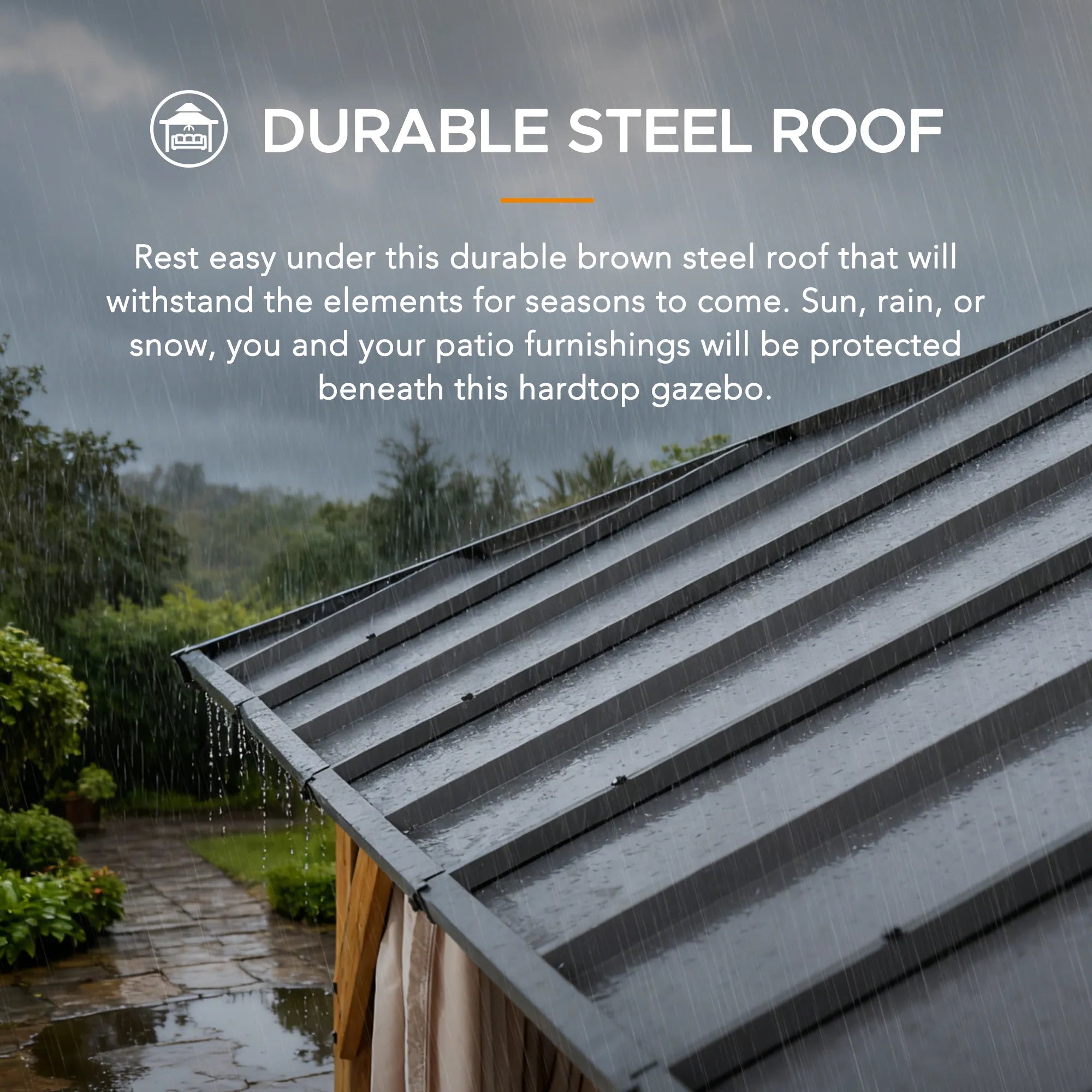 SUNJOY 12x20 Cedar Frame Gazebo with Galvanized Steel Roof and Curtains