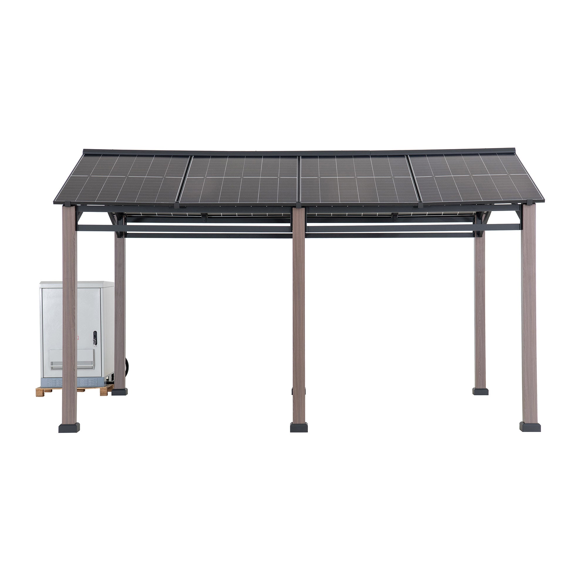 SUNJOY 10.5 ft. x 14.5 ft Steel Solar Carport with Energy Storage Module.