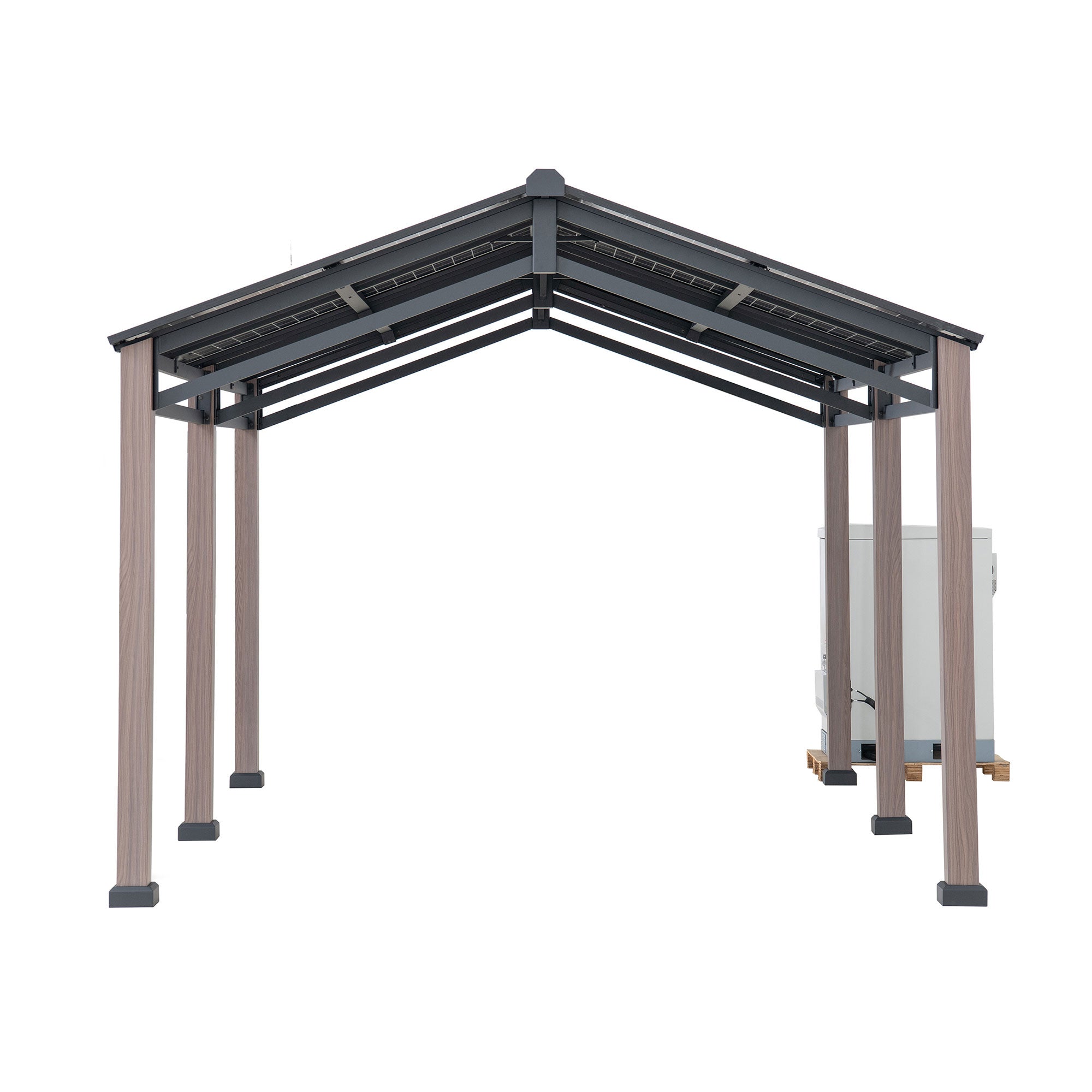 SUNJOY 10.5 ft. x 14.5 ft Steel Solar Carport with Energy Storage Module.