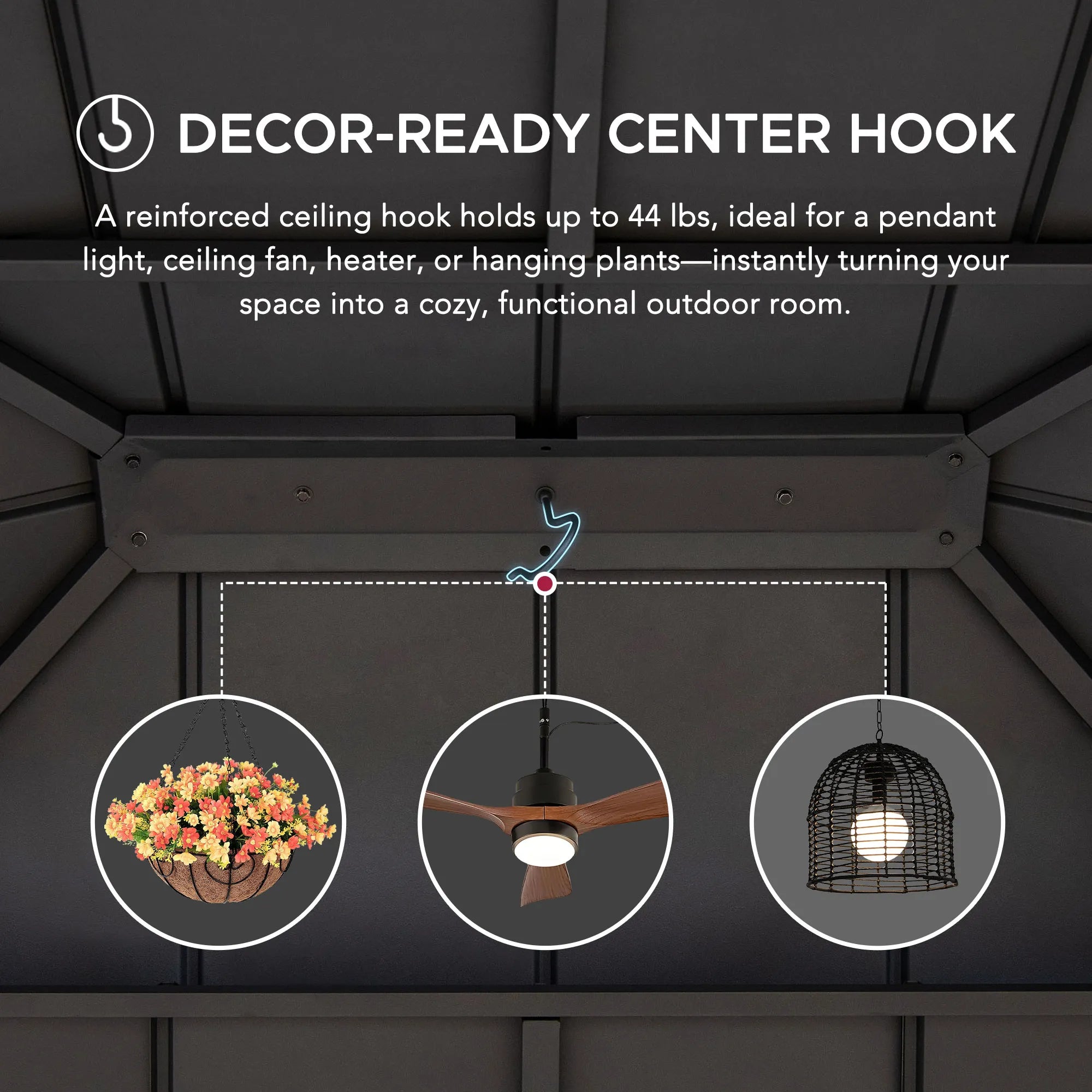 SUNJOY 10x12 Heavy-Duty Hardtop Gazebo with Mosquito Netting & Wood-Look Beams
