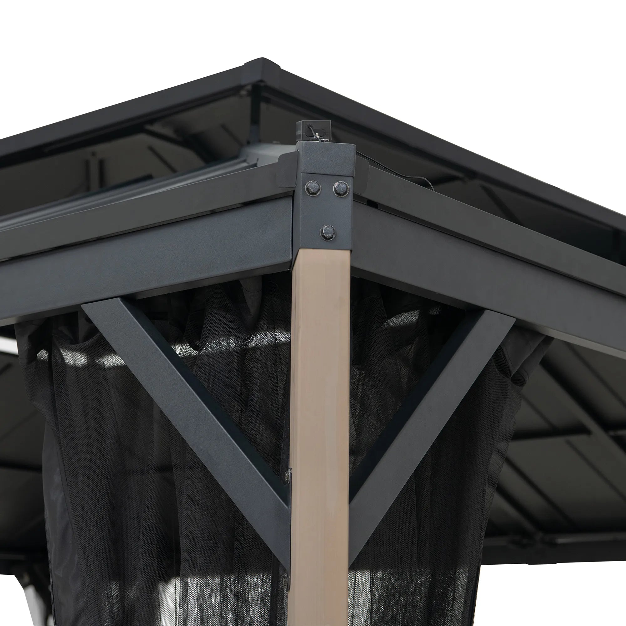 Stanwood Solar Illuminated Wood Gazebo, 13x15