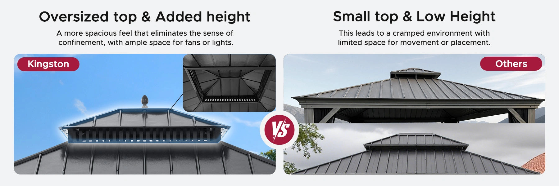 SUNJOY Kingston 12x10 Gazebo with Netting & Curtain | Steel Roof - Gray Aluminum Posts