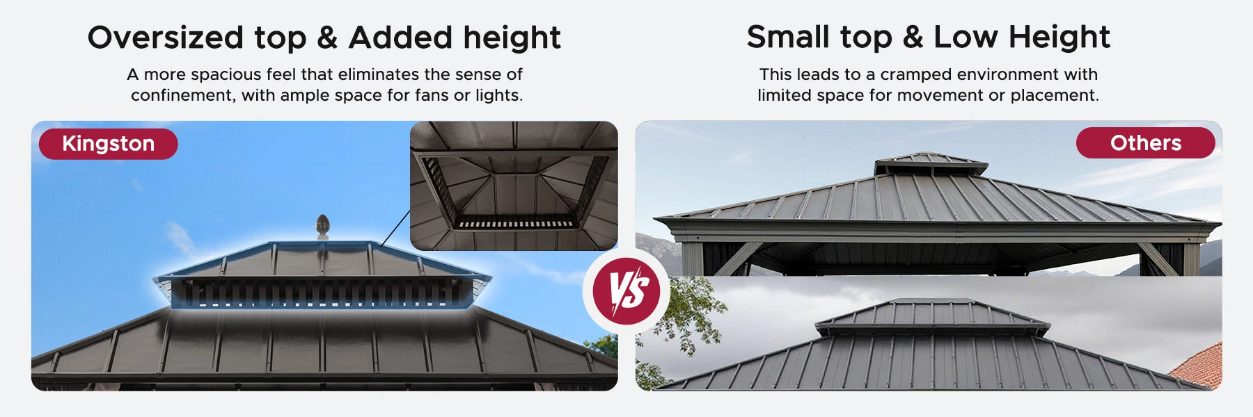 SUNJOY Kingston 12x10 Gazebo with Netting & Curtain | Steel Roof - Brown Aluminum Posts