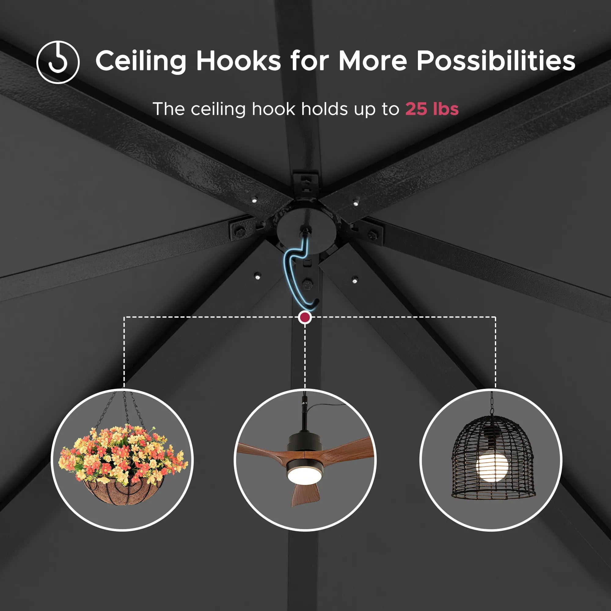 SUNJOY Kingston 10x10 Gazebo with Netting & Curtain | Steel Roof - Woodgrain Aluminum Posts