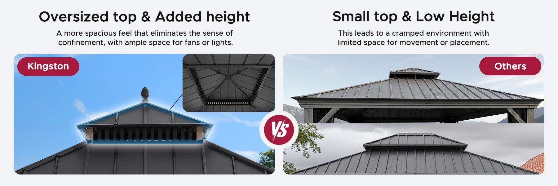 SUNJOY Kingston 10x10 Gazebo with Netting & Curtain | Steel Roof - Woodgrain Aluminum Posts