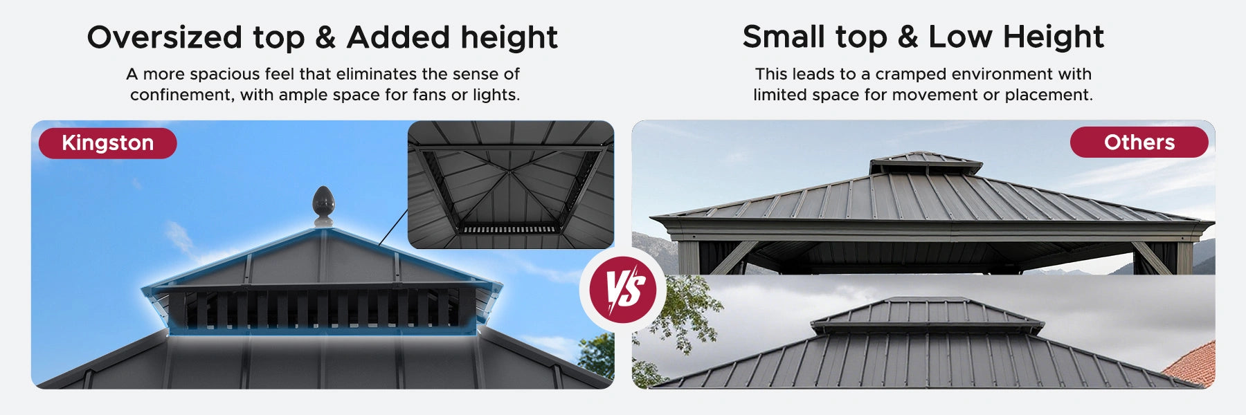 SUNJOY Kingston 10x10 Gazebo with Netting & Curtain | Steel Roof - Gray Aluminum Posts