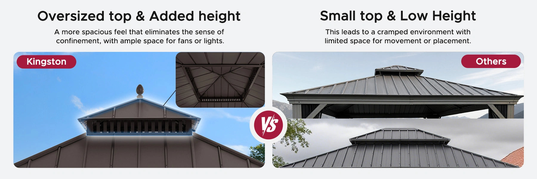 SUNJOY Kingston 10x10 Gazebo with Netting & Curtain | Steel Roof - Brown Aluminum Posts