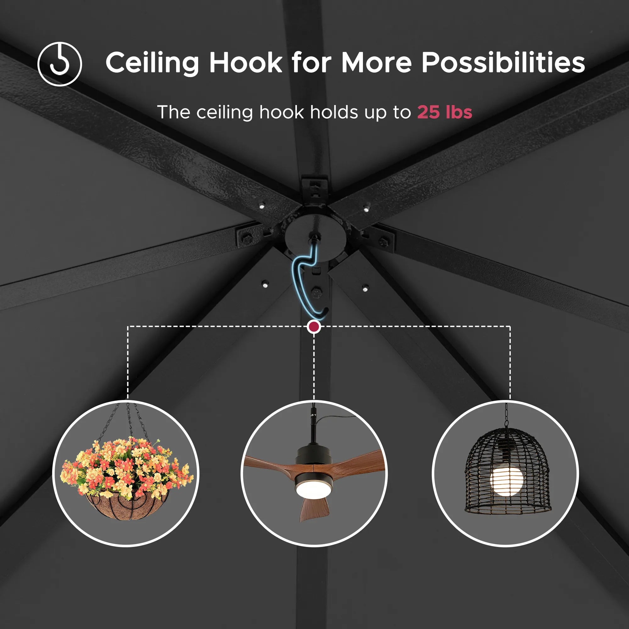 SUNJOY Kingston 10x10 Gazebo with Netting & Curtain | Steel Roof with Extra-Tall & Oversized Vent Top - Cedar Wood Posts