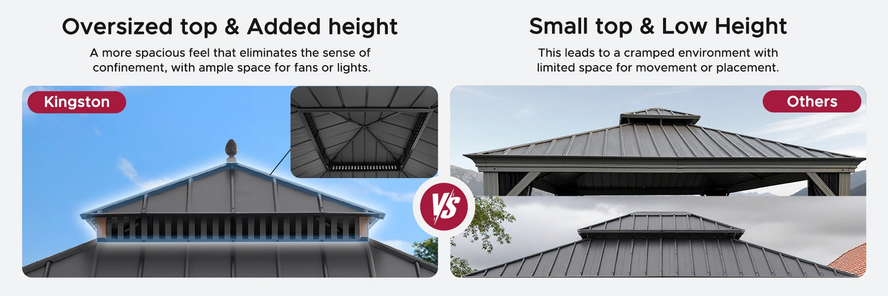 SUNJOY Kingston 12x12 Gazebo with Netting & Curtain | Steel Roof - Woodgrain Aluminum Posts