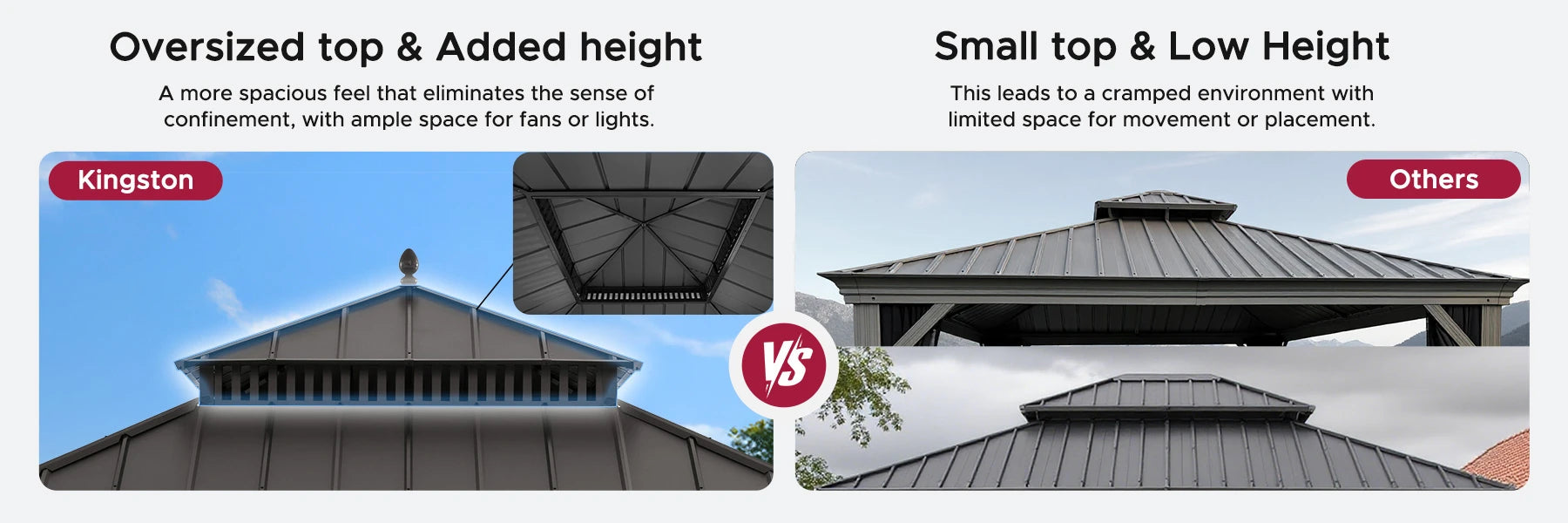 SUNJOY Kingston 12x12 Gazebo with Netting & Curtain | Steel Roof - Brown Aluminum Posts