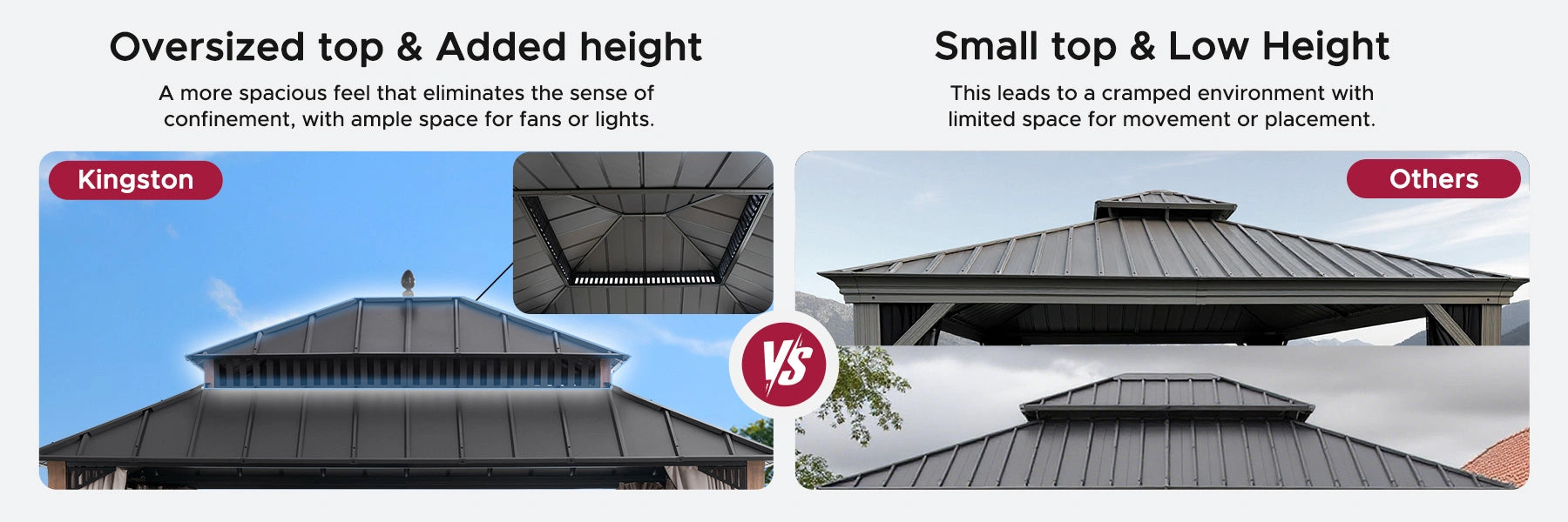 SUNJOY Kingston 12x14 Gazebo with Netting & Curtain | Steel Roof - Woodgrain Aluminum Posts