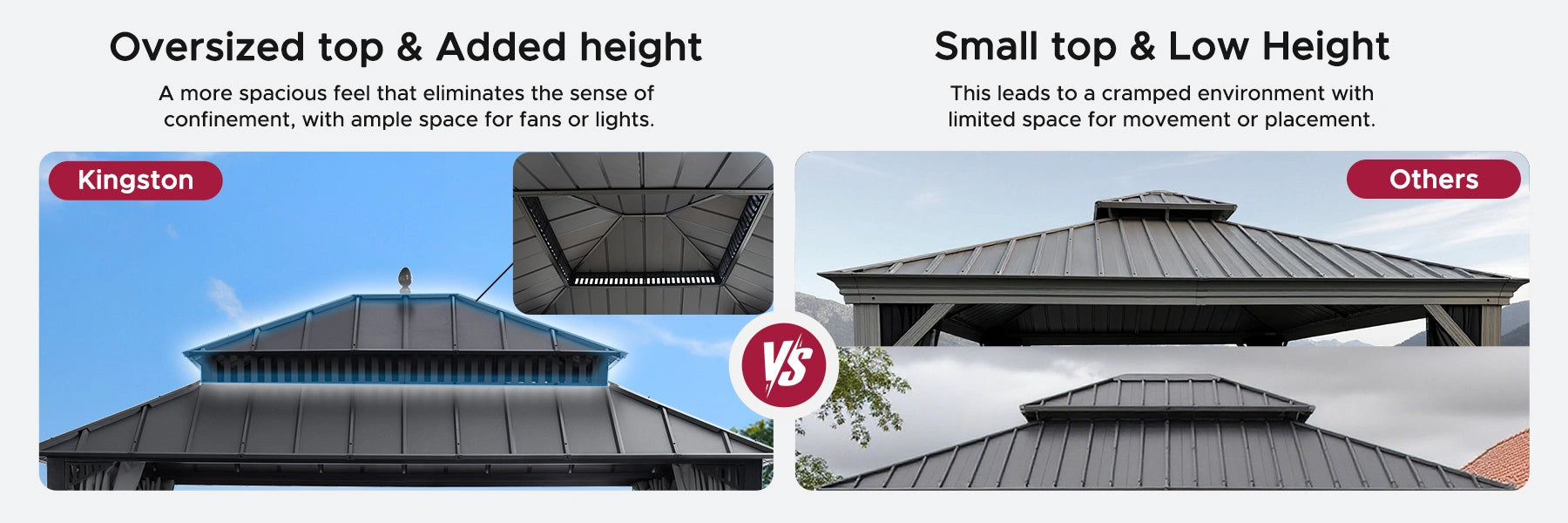 SUNJOY Kingston 12x14 Gazebo with Netting & Curtain | Steel Roof - Gray Aluminum Posts