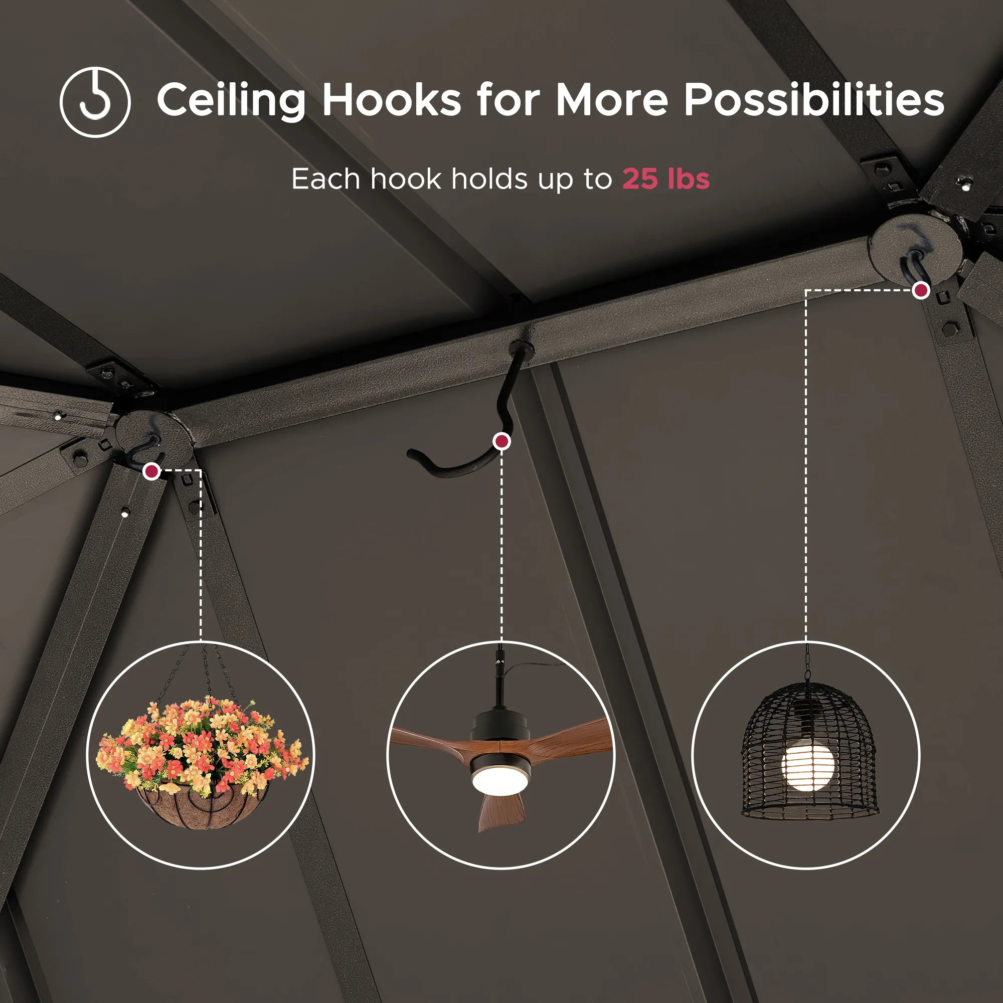 SUNJOY Kingston 12x14 Gazebo with Netting & Curtain | Steel Roof - Brown Aluminum Posts