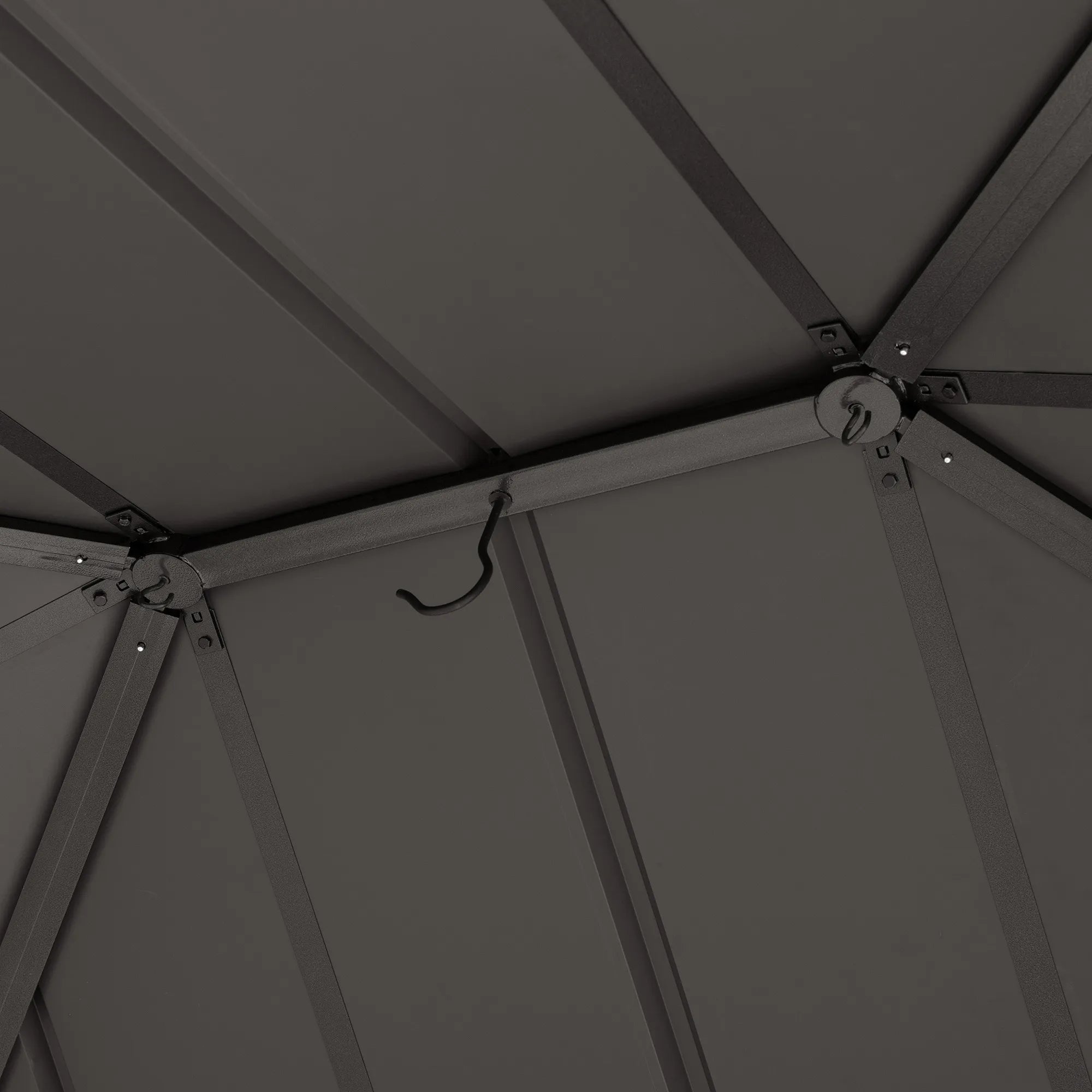 SUNJOY Kingston 12x14 Gazebo with Netting & Curtain | Steel Roof - Brown Aluminum Posts