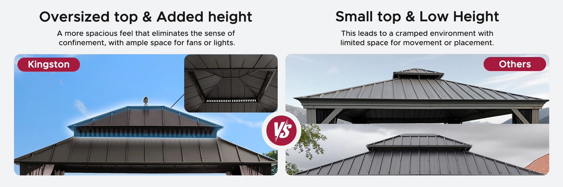 SUNJOY Kingston 12x14 Gazebo with Netting & Curtain | Steel Roof - Brown Aluminum Posts