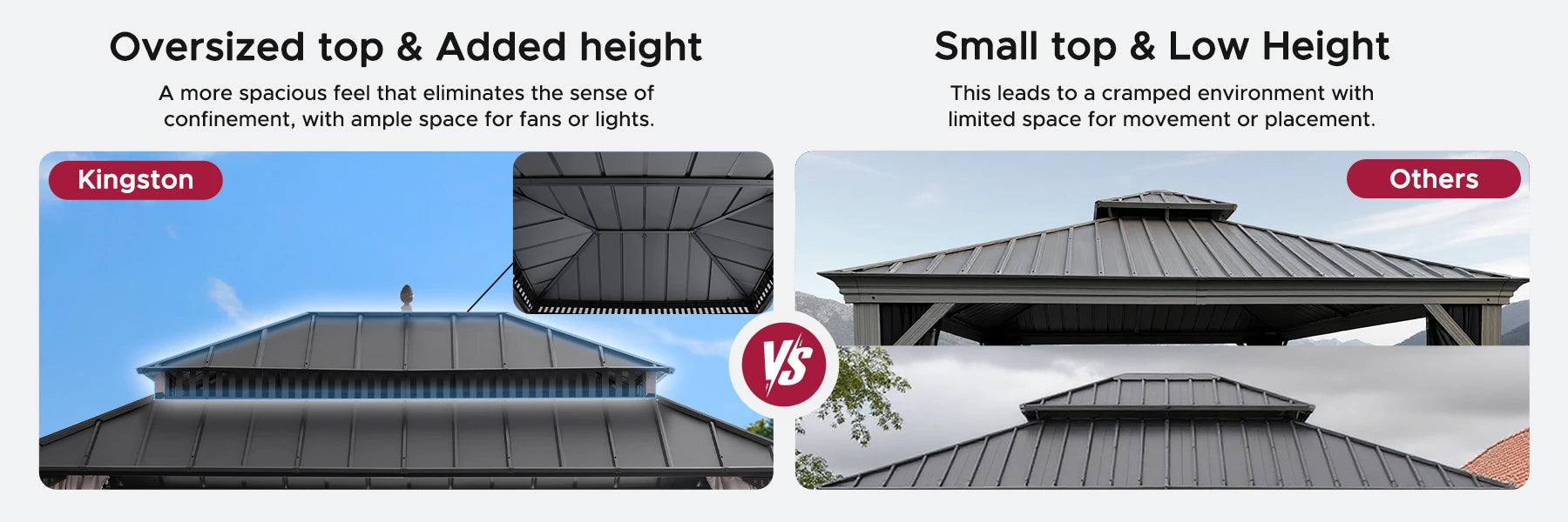 SUNJOY Kingston 12x16 Gazebo with Netting & Curtain | Steel Roof - Woodgrain Aluminum Posts