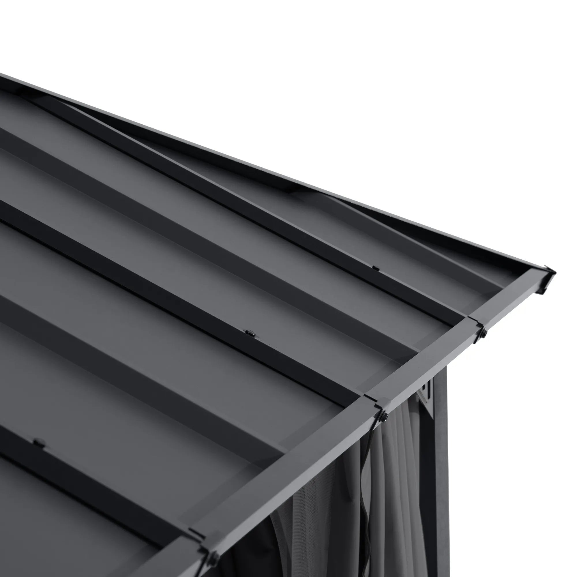 SUNJOY Kingston 12x16 Gazebo with Netting & Curtain | Steel Roof - Gray Aluminum Posts