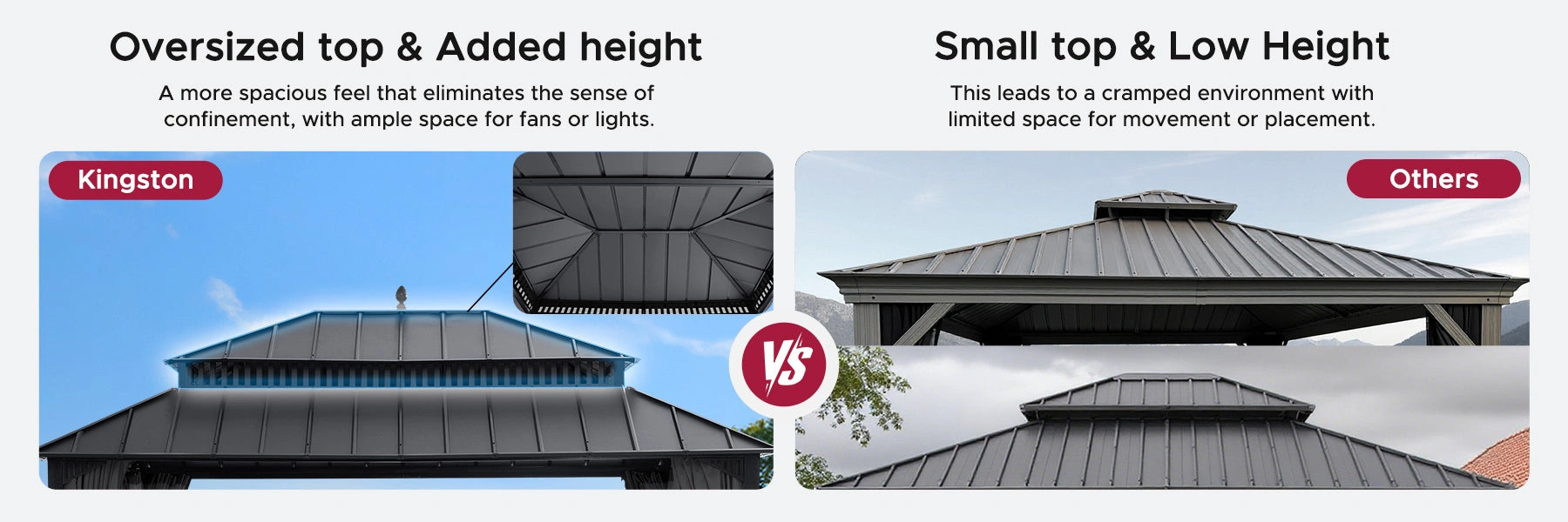 SUNJOY Kingston 12x16 Gazebo with Netting & Curtain | Steel Roof - Gray Aluminum Posts